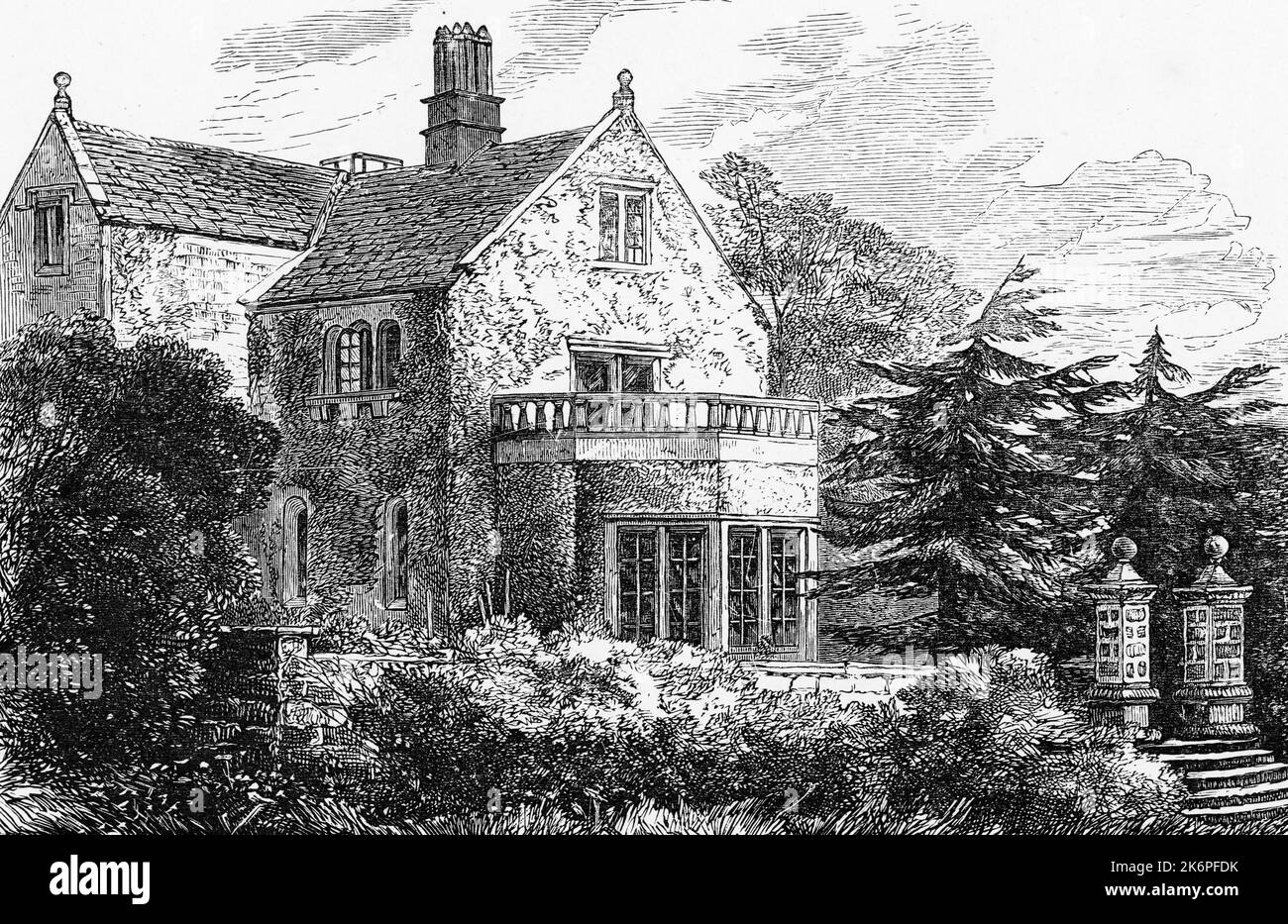 Lea Hurst, Derbyshire, c1911. Das Familienhaus von Florence Nightingale (1820-1910). Ursprünglich ein Bauernhaus aus dem 17.. Jahrhundert, wurde Lea Hurst von William Nightingale, dem Vater von Florence Nightingale, in den Jahren 1820 bis 21 zu einem Landhaus entwickelt. Stockfoto