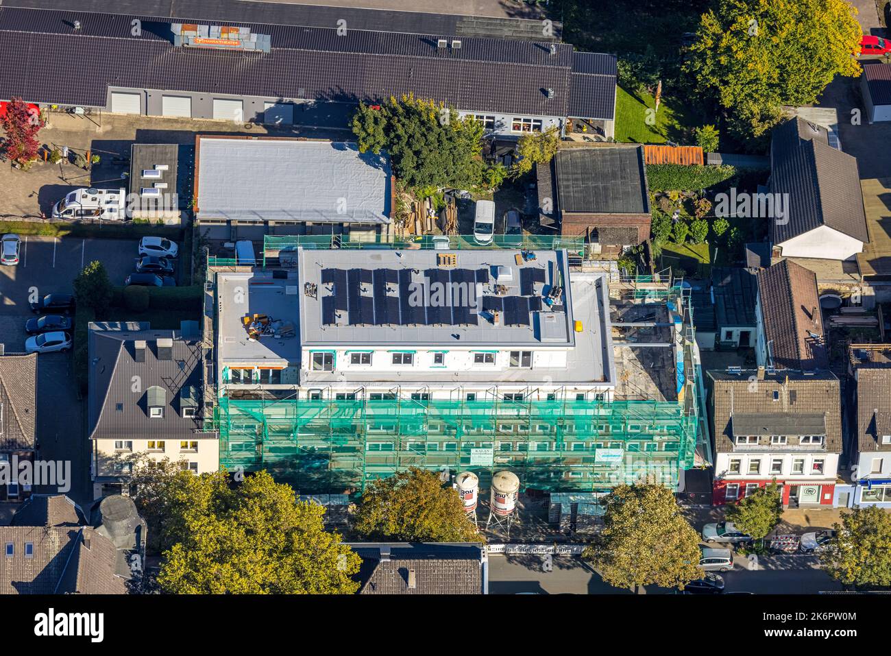 Luftaufnahme, Alte Polizeiwache, Baustelle mit Wohnneubau, Alte Benninghofer Straße, Hörde, Dortmund, Ruhrgebiet, N Stockfoto