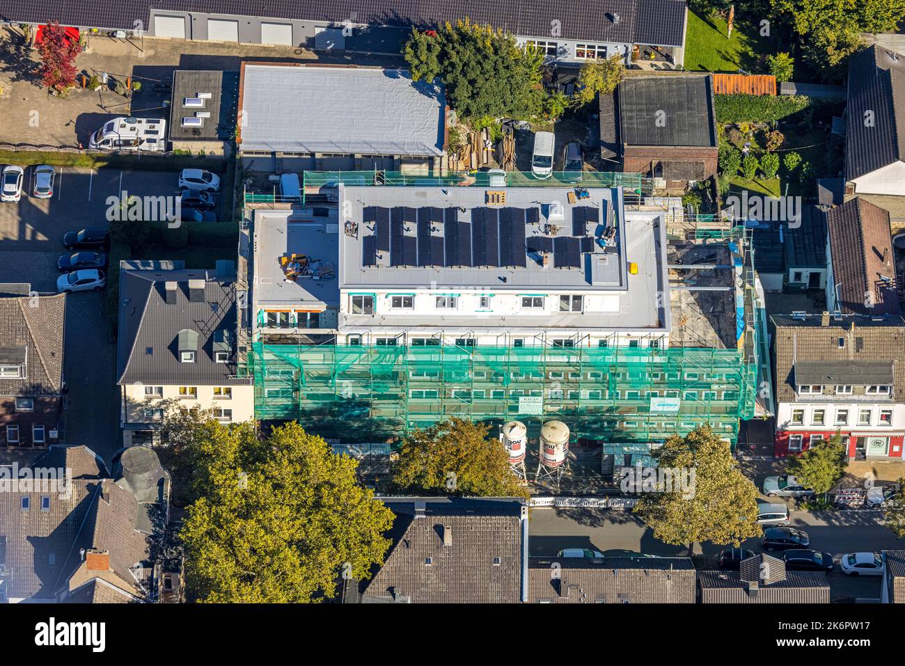 Luftaufnahme, Alte Polizeiwache, Baustelle mit Wohnneubau, Alte Benninghofer Straße, Hörde, Dortmund, Ruhrgebiet, N Stockfoto