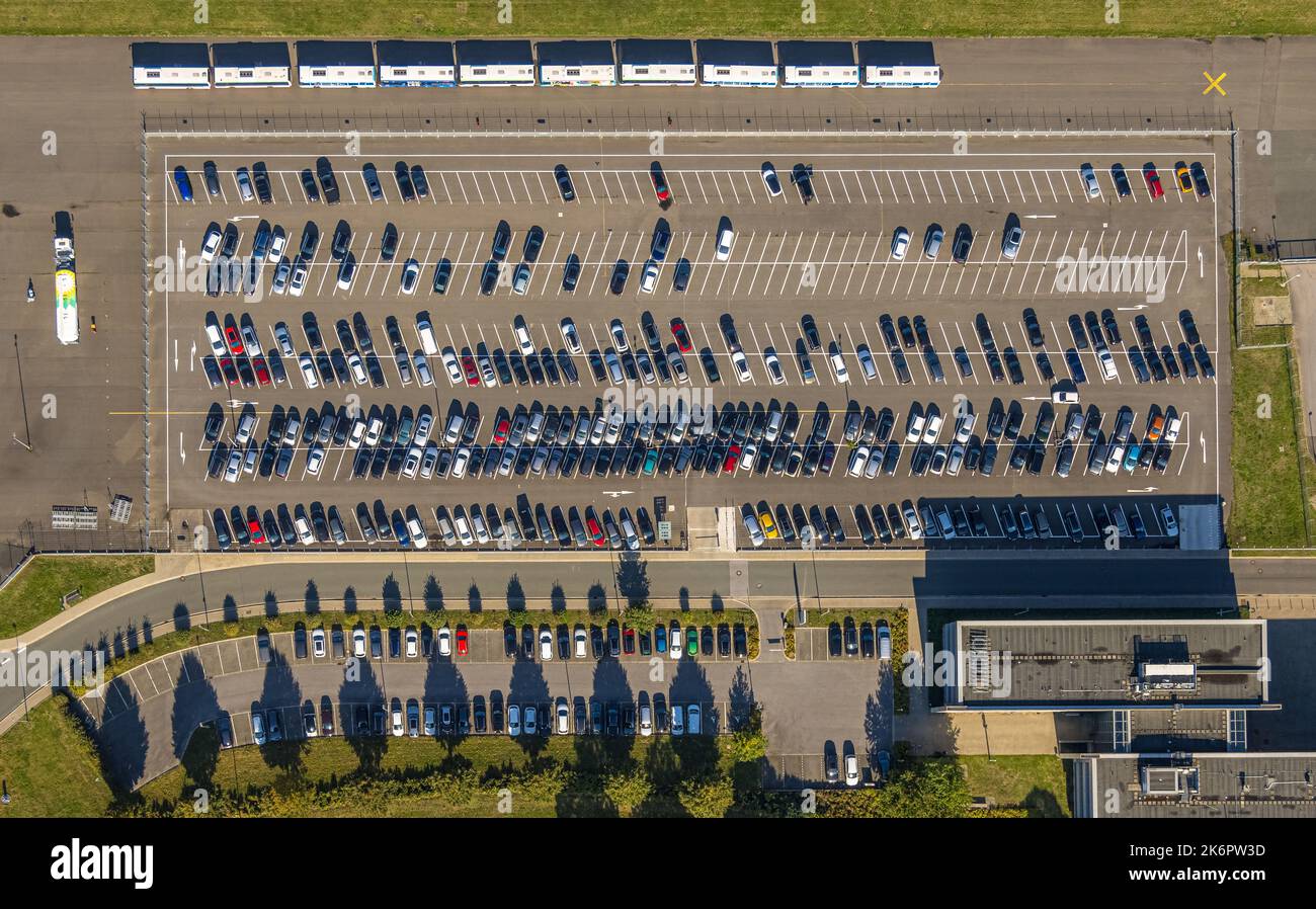 Luftbild, Neuer Lageparkplatz P3, Flughafen Dortmund, Wickede, Dortmund, Ruhrgebiet, Nordrhein-Westfalen, Deutschland, DE, Flughafen Dortmund (DTM), Stockfoto