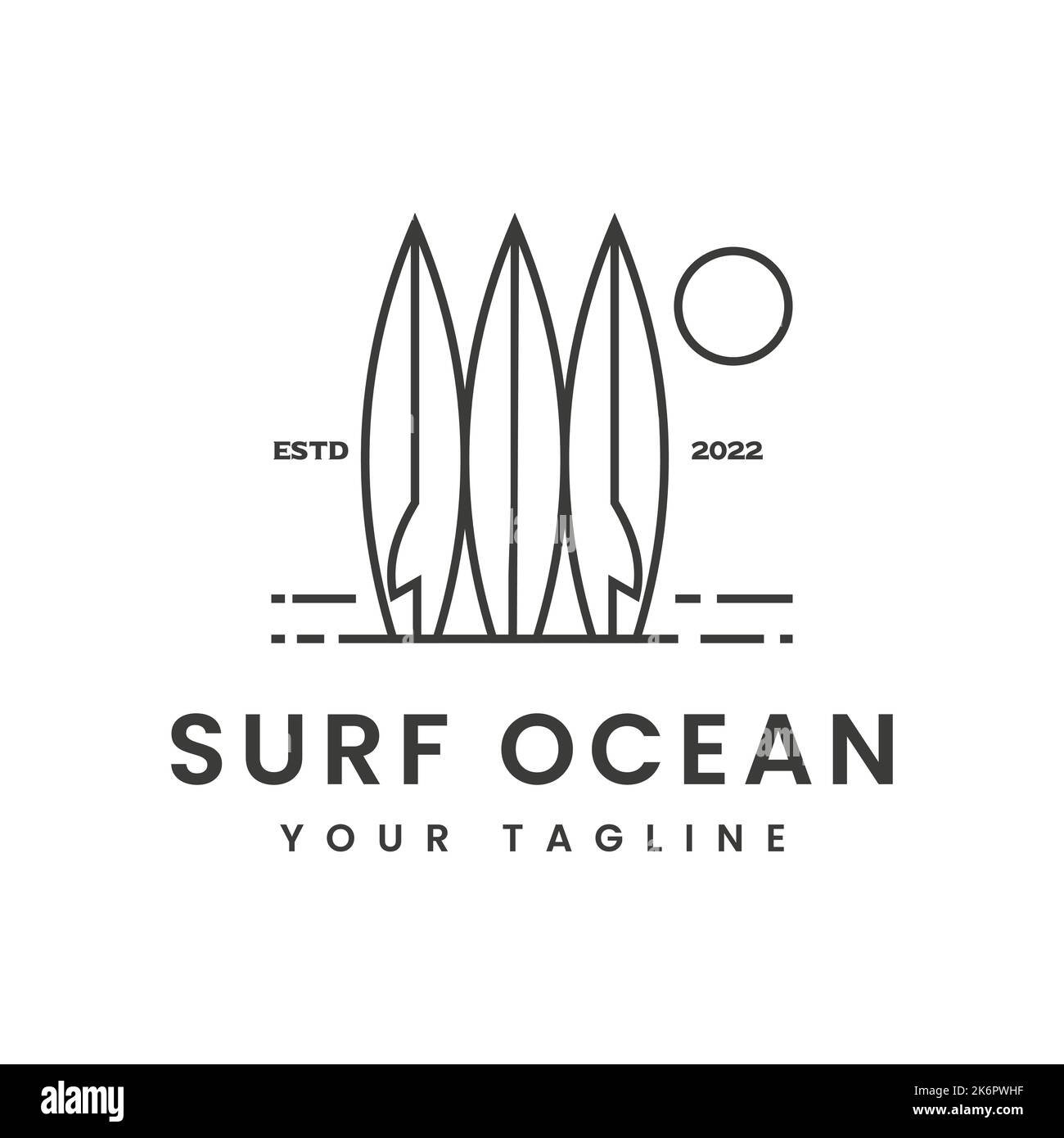 Drei Surfboards, Summer Beach Surfing Vacation Logo Designinspiration Stock Vektor