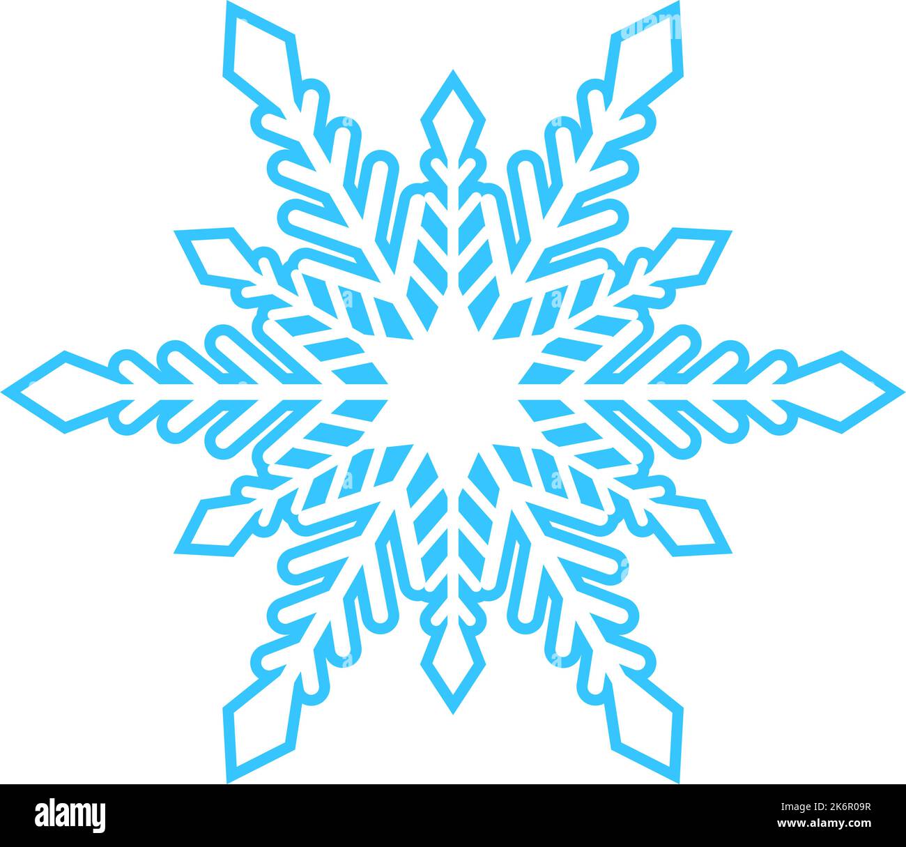 Einfache Schneeflocke aus blauen Linien. Festliche Dekoration für Neujahr und Weihnachten, Symbol des Winters, Element für Design. Vektorgrafik Stock Vektor