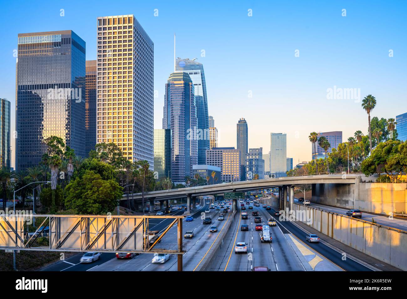 Die Skyline von Los angeles während des Surise Stockfoto