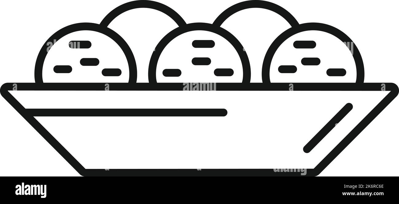 Umrissvektor für Falafel-Symbol. Kochplatte. Vegan lecker Stock Vektor
