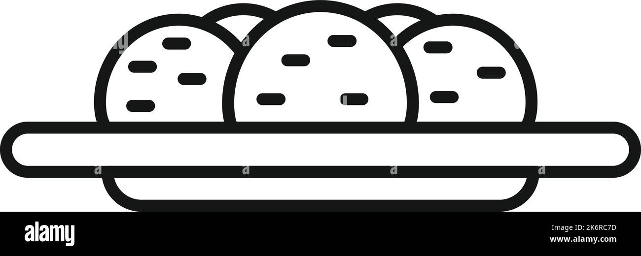 Umrissvektor für Falafel-Symbol. Pita wird gekocht. Arabisch, vegan Stock Vektor