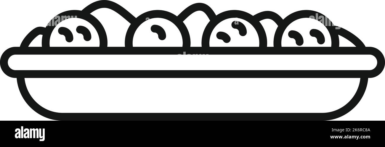 Vektor der Umrissdarstellung von Falafel-Food-Symbolen. Pita wird gekocht. Frischpackung Stock Vektor