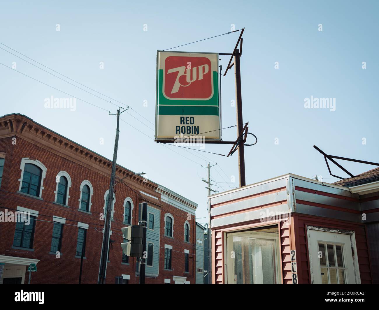 Rotes Robin Diner Vintage-Schild, Johnson City, New York Stockfoto