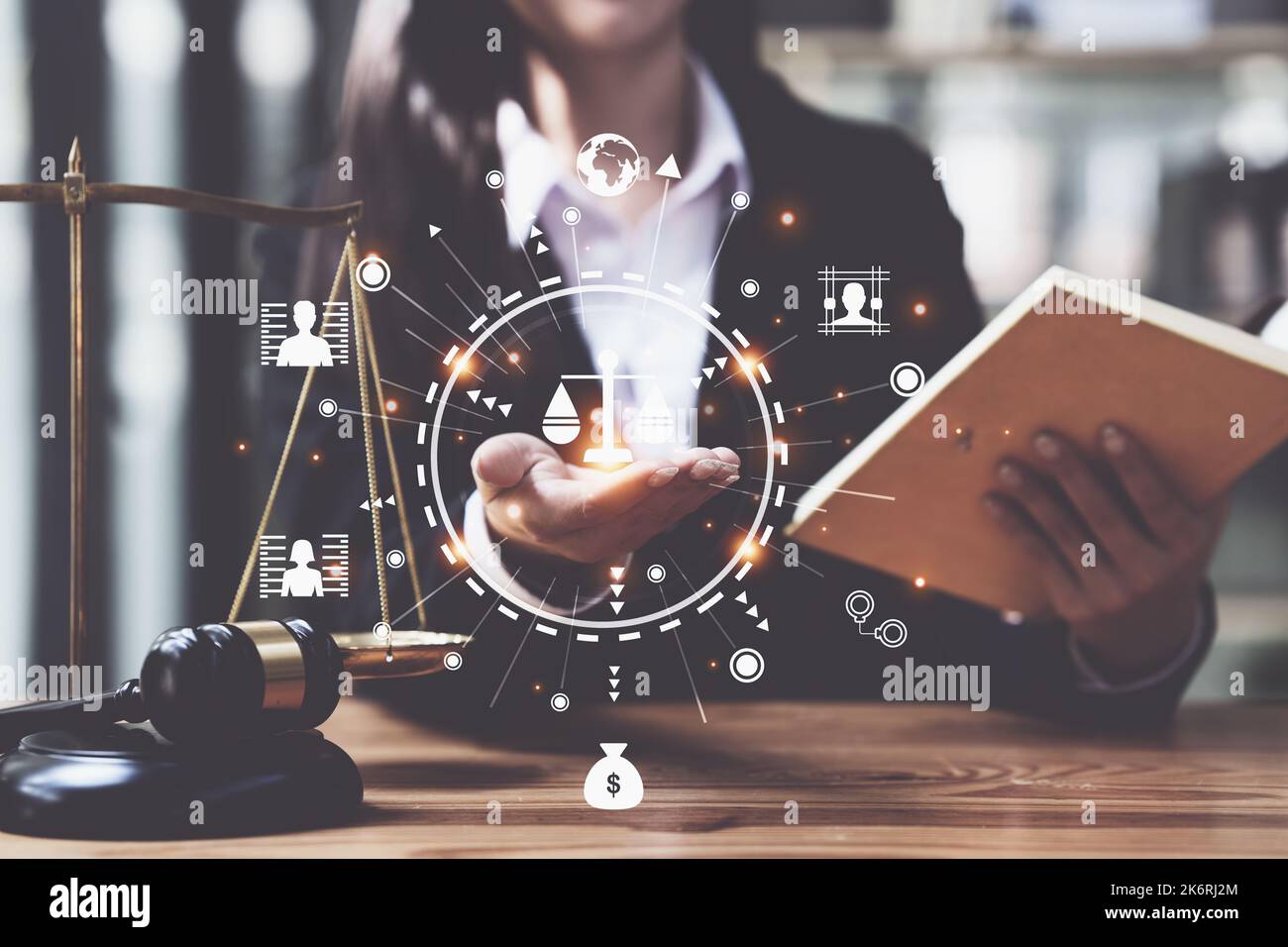 Rechtsanwalt Business Frau arbeitet in Büro-Arbeitsplatz für Berater Anwalt Konzept Stockfoto