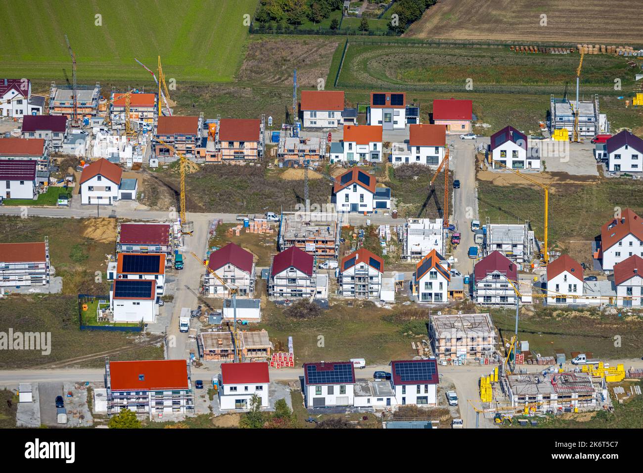 Luftaufnahme, Baugebiet Wohnviertel New Soest Nord, zwischen Oestinghauser Landstraße und Weslarner Weg, Walburger, Soest, Soester Börde, N Stockfoto