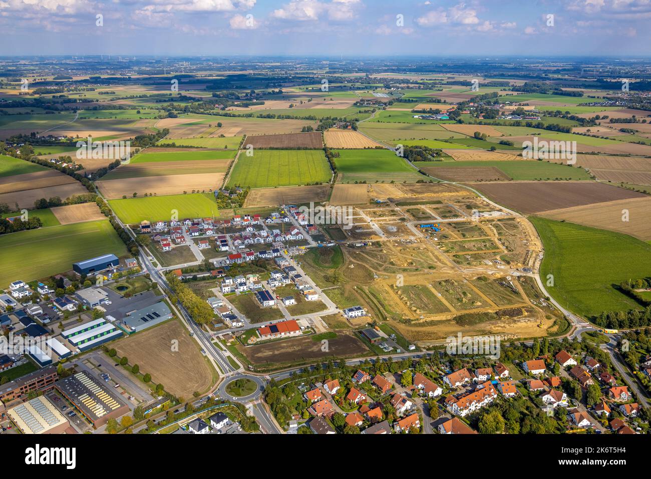 Luftaufnahme, Baugebiet Wohnviertel New Soest Nord, zwischen Oestinghauser Landstraße und Weslarner Weg, Walburger, Soest, Soester Börde, N Stockfoto