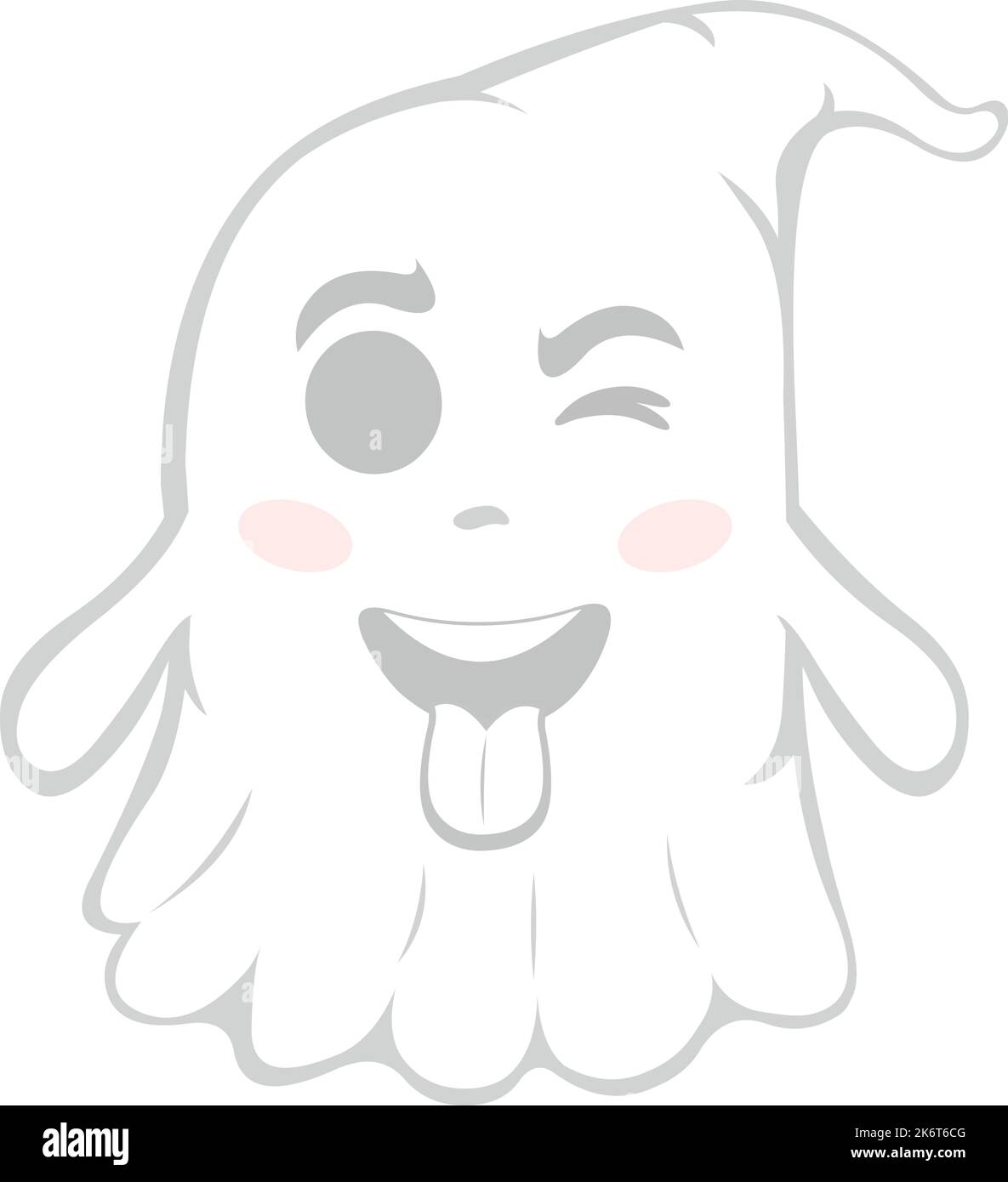 Vektor-Illustration eines Cartoon-Gespenstes winkend und mit der Zunge heraus Stock Vektor
