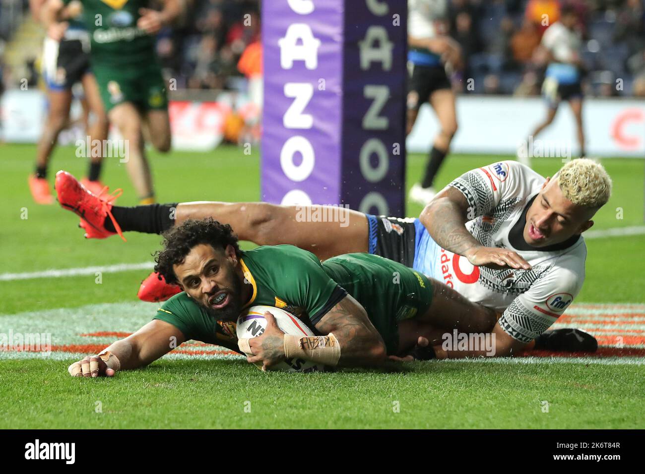 Während des Rugby-League-Weltcup-Spiels der Gruppe B im Headingley Stadium, Leeds. Bilddatum: Samstag, 15. Oktober 2022. Stockfoto