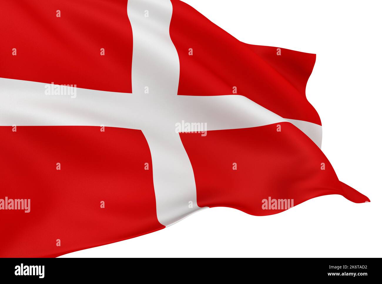 Winkende Fahne isoliert auf weißem Hintergrund Stockfoto