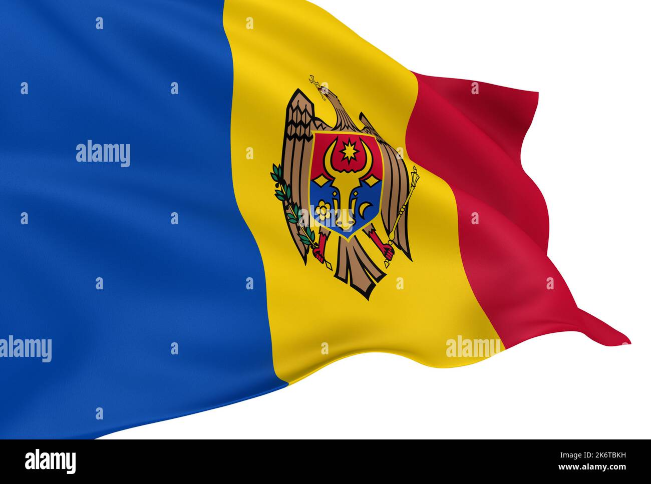 Schwenkende ecuadorianische Flagge isoliert auf weißem Hintergrund Stockfoto
