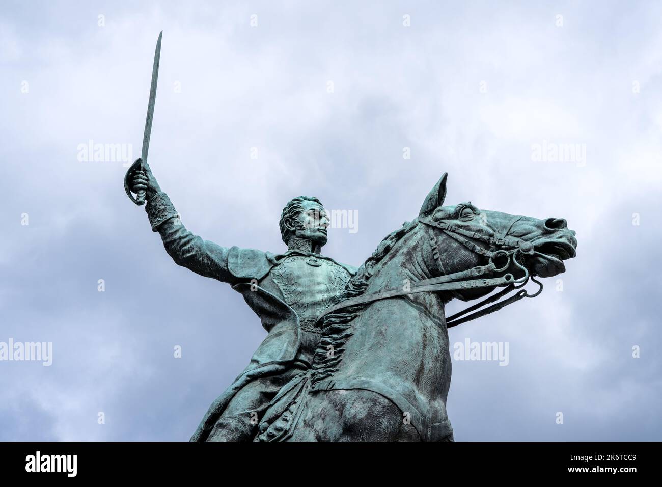 Washington, DC - 8. September 2022: Nahaufnahme der Reiterstatue von Simon Bolivar, dem Befreier, dem venezolanischen Militär- und politischen Führer, von Fel Stockfoto