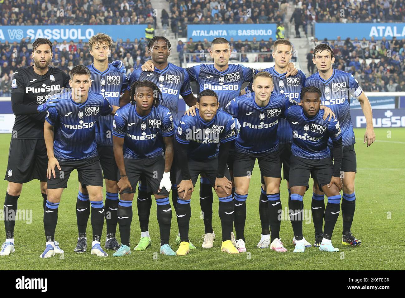 Bergamo, Italien. 15. Oktober 2022. Atalanta Team Foto während Atalanta BC vs US Sassuolo, 10Â Serie A Tim 2022-23 Spiel im Gewiss - Atleti Azzurri d'Italia Stadium in Bergamo (BG), Italien, am 15. Oktober 2022. Kredit: Unabhängige Fotoagentur/Alamy Live Nachrichten Stockfoto