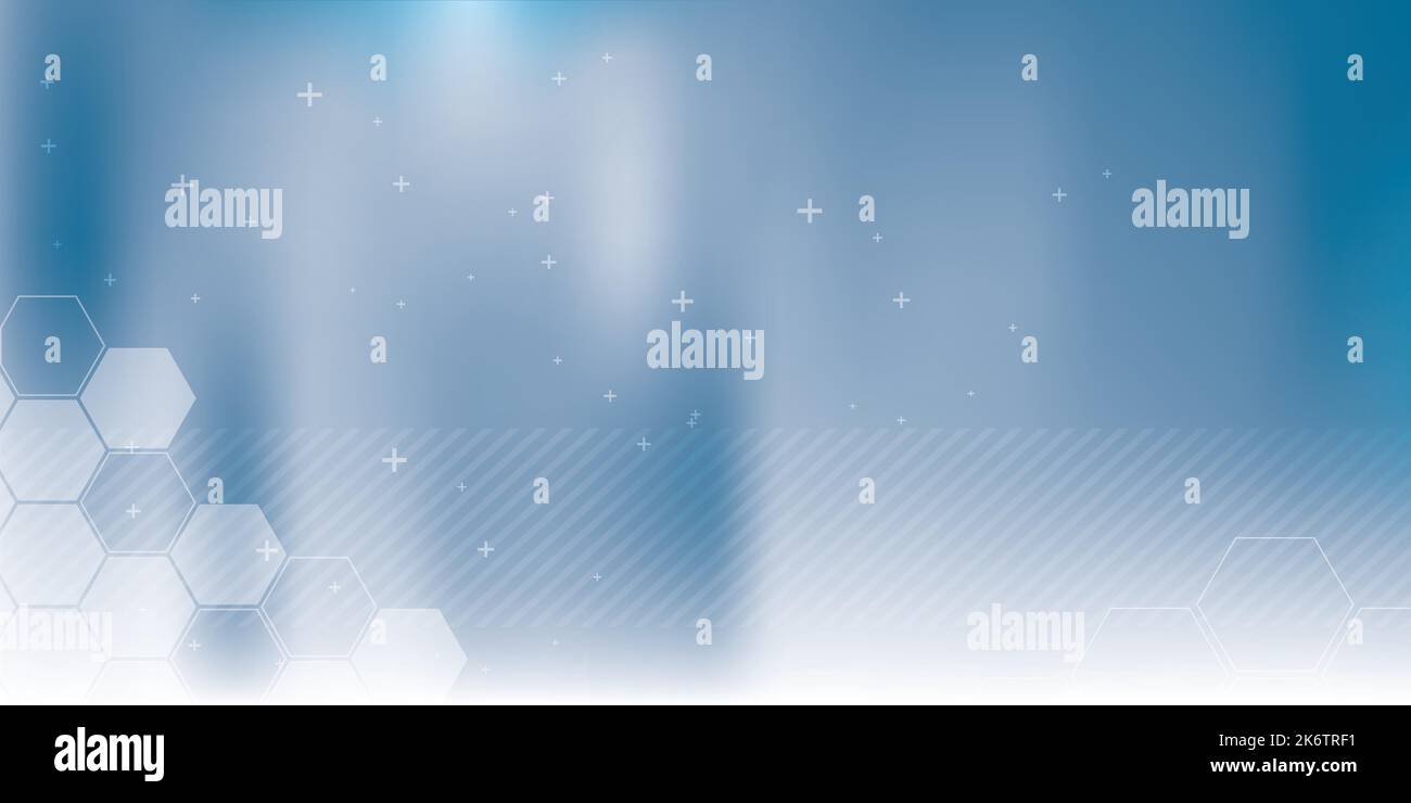 Blauer Vektorhintergrund mit Hexagon-Formen und parallelen Linien. Technologie, Wissenschaft, Kommunikation und Geschäftshintergrund. Stock Vektor