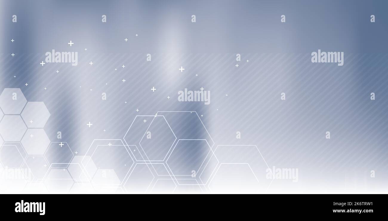 Blauer Vektorhintergrund mit Hexagon-Formen und parallelen Linien. Technologie, Wissenschaft, Kommunikation und Geschäftshintergrund. Stock Vektor