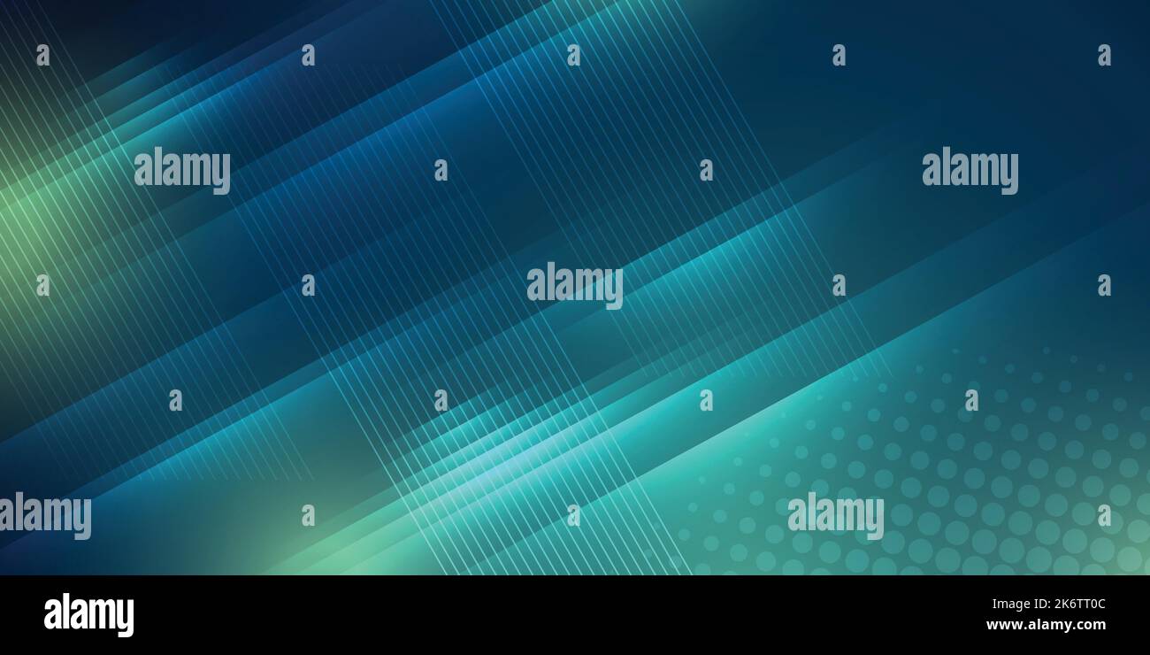 Grüner und blauer Hintergrund in Vektorgrafik mit Glanz und Bewegung, mit parallelen Linien, helle geometrische Form. Stock Vektor