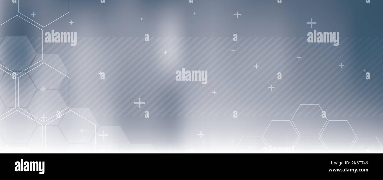 Grauer Hintergrund in Vektorgrafik mit Glanz und Bewegung, heller geometrischer Form, Sechsecken und parallelen Linien. Stock Vektor