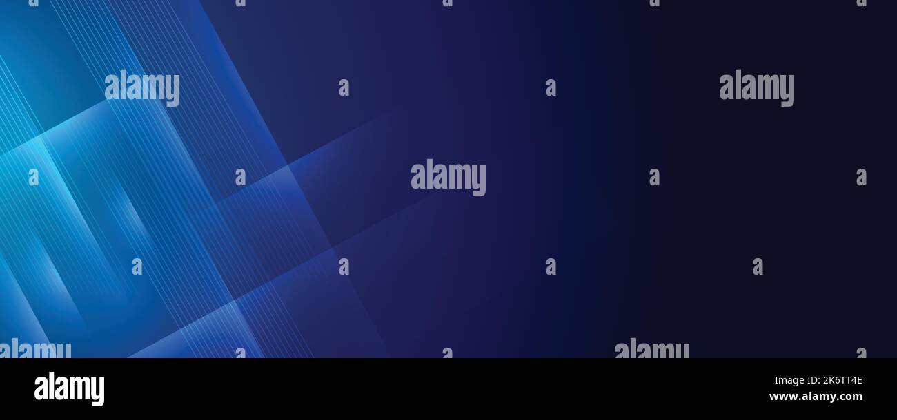 Abstrakter moderner blauer Hintergrund mit hellen Elementen, parallelen Linien und geometrischer Form in Vektorgrafik. Stock Vektor