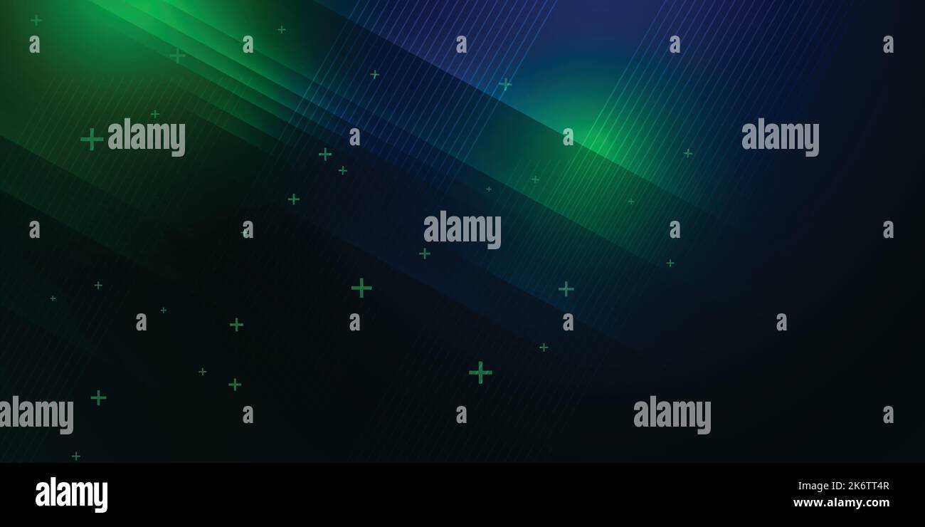 Grüner und blauer Hintergrund in Vektorgrafik mit Glanz und Bewegung, mit parallelen Linien, helle geometrische Form. Stock Vektor