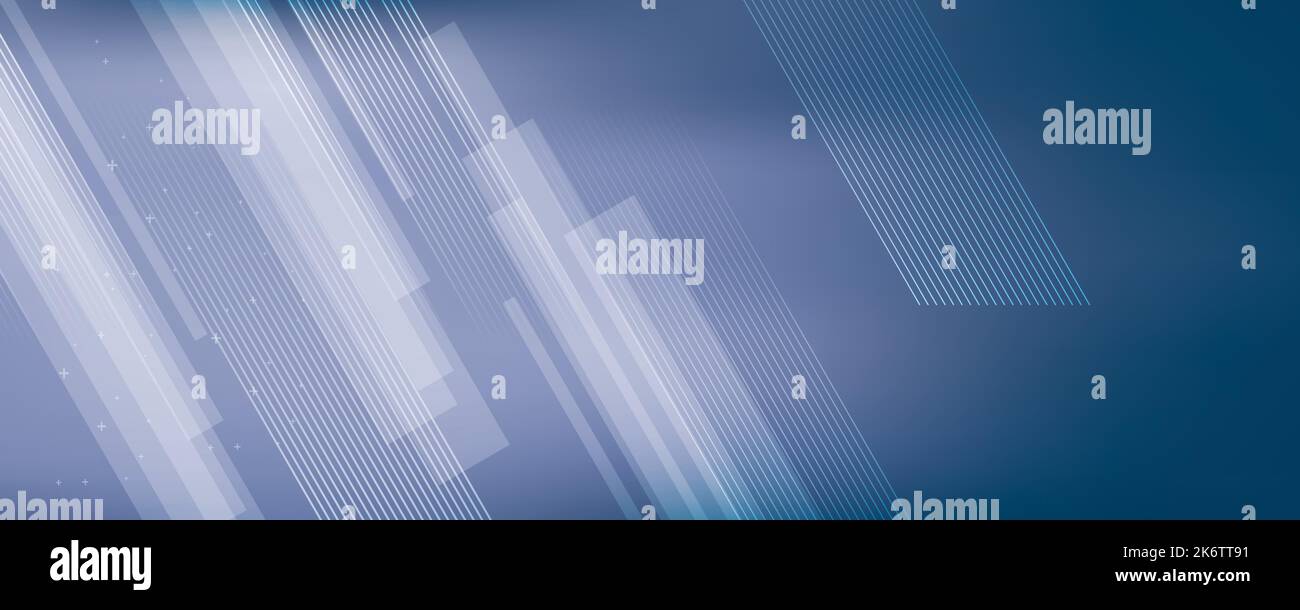 Blauer Hintergrund in Vektorgrafik mit Glanz und Bewegung, heller geometrischer Form und parallelen Linien. Stock Vektor