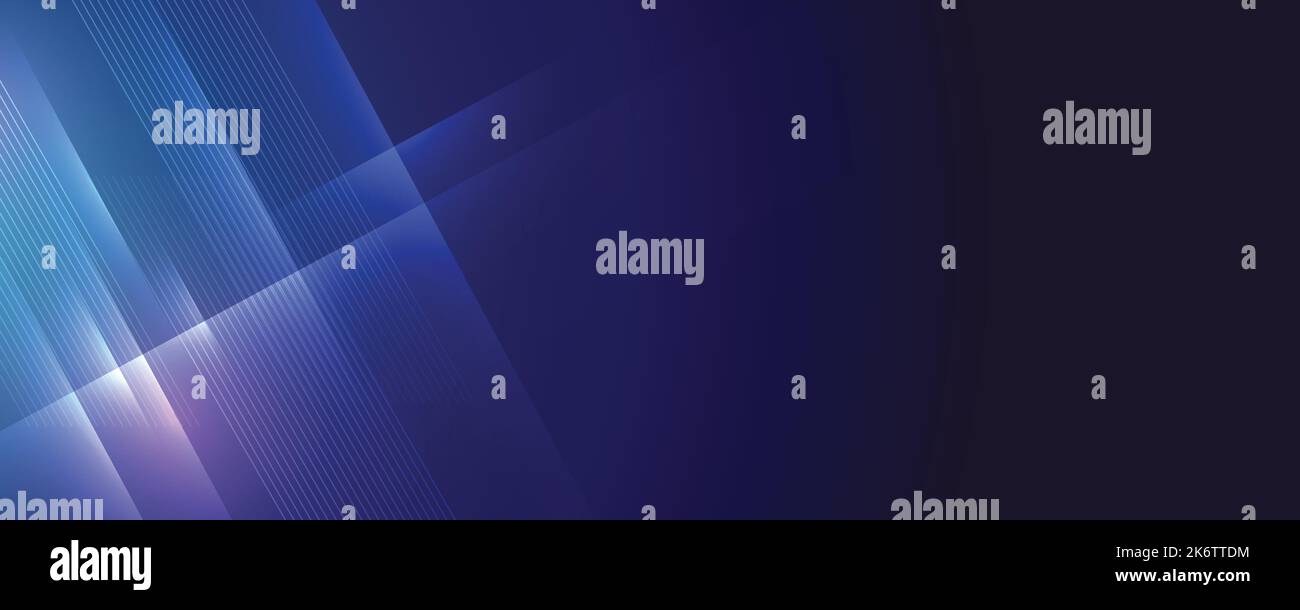 Abstrakter moderner blauer Hintergrund mit hellen Elementen, parallelen Linien und geometrischer Form in Vektorgrafik. Stock Vektor