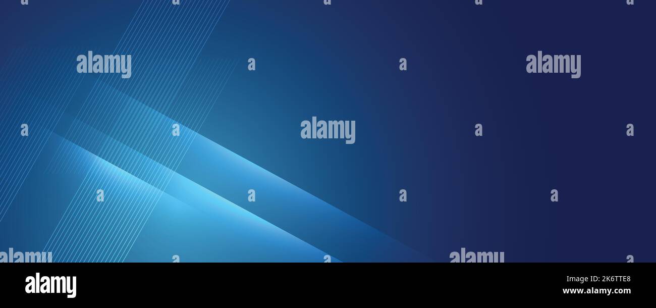 Abstrakter moderner blauer Hintergrund mit hellen Elementen, parallelen Linien und geometrischer Form in Vektorgrafik. Stock Vektor