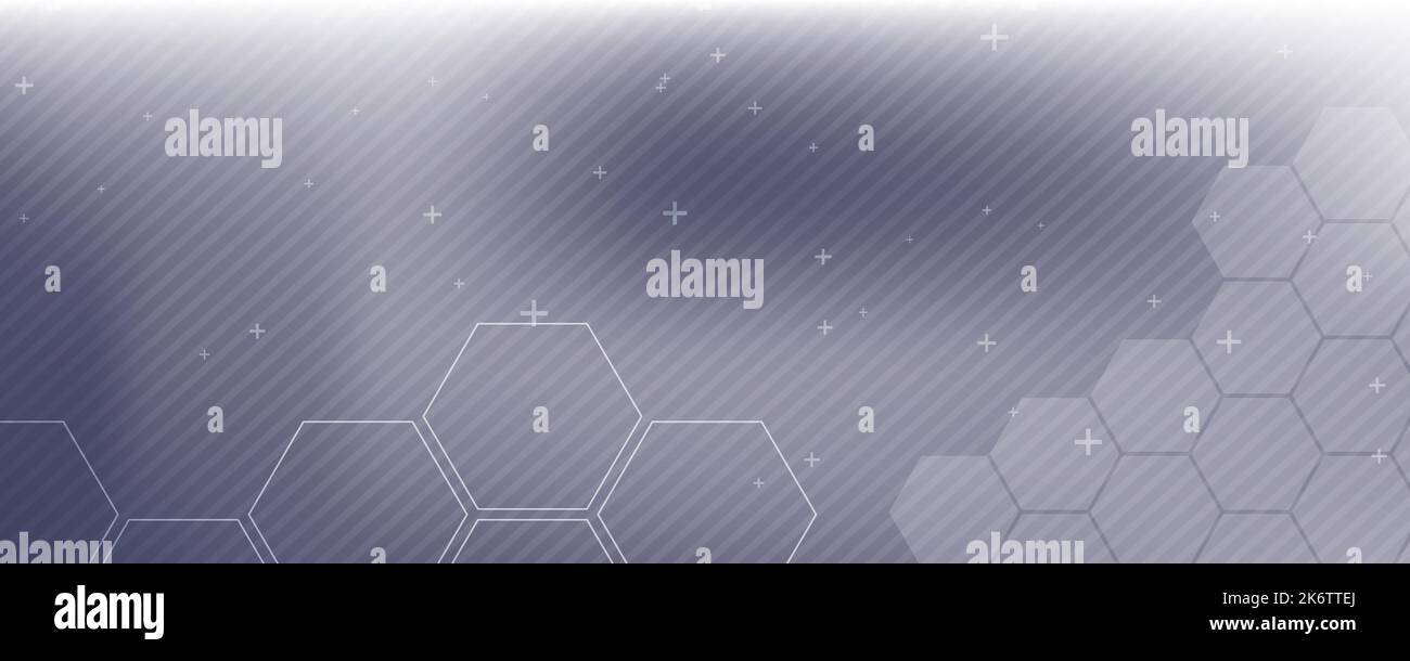 Grauer Hintergrund in Vektorgrafik mit Glanz und Bewegung, heller geometrischer Form, Sechsecken und parallelen Linien. Stock Vektor
