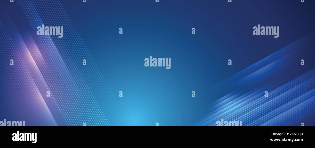Abstrakter moderner blauer Hintergrund mit hellen Elementen, parallelen Linien und geometrischer Form in Vektorgrafik. Stock Vektor