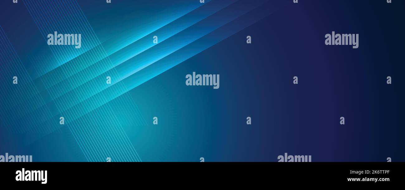 Abstrakter moderner blauer Hintergrund mit hellen Elementen, parallelen Linien und geometrischer Form in Vektorgrafik. Stock Vektor