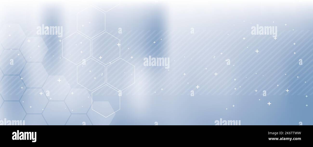 Blauer Hintergrund in Vektorgrafik mit Glanz und Bewegung, heller geometrischer Form, Sechsecken und parallelen Linien. Stock Vektor