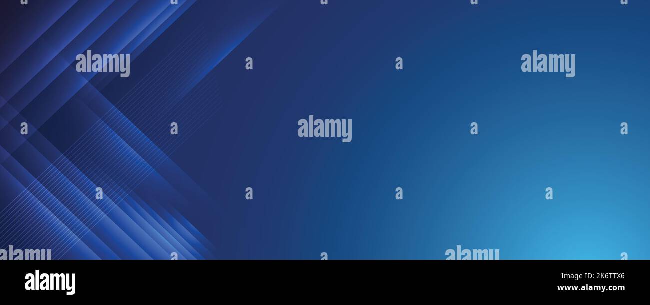 Abstrakter moderner blauer Hintergrund mit hellen Elementen, parallelen Linien und geometrischer Form in Vektorgrafik. Stock Vektor