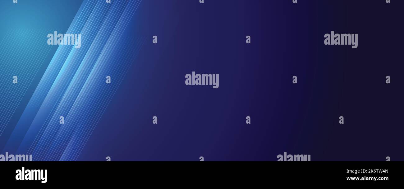 Abstrakter moderner blauer Hintergrund mit hellen Elementen, parallelen Linien und geometrischer Form in Vektorgrafik. Stock Vektor