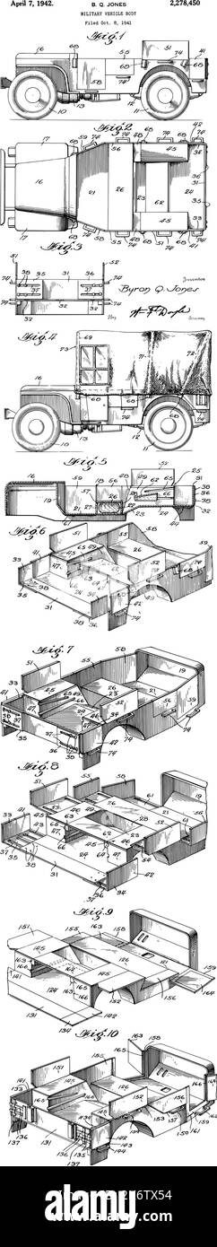 1941 Military Car Patent Art Stock Vektor
