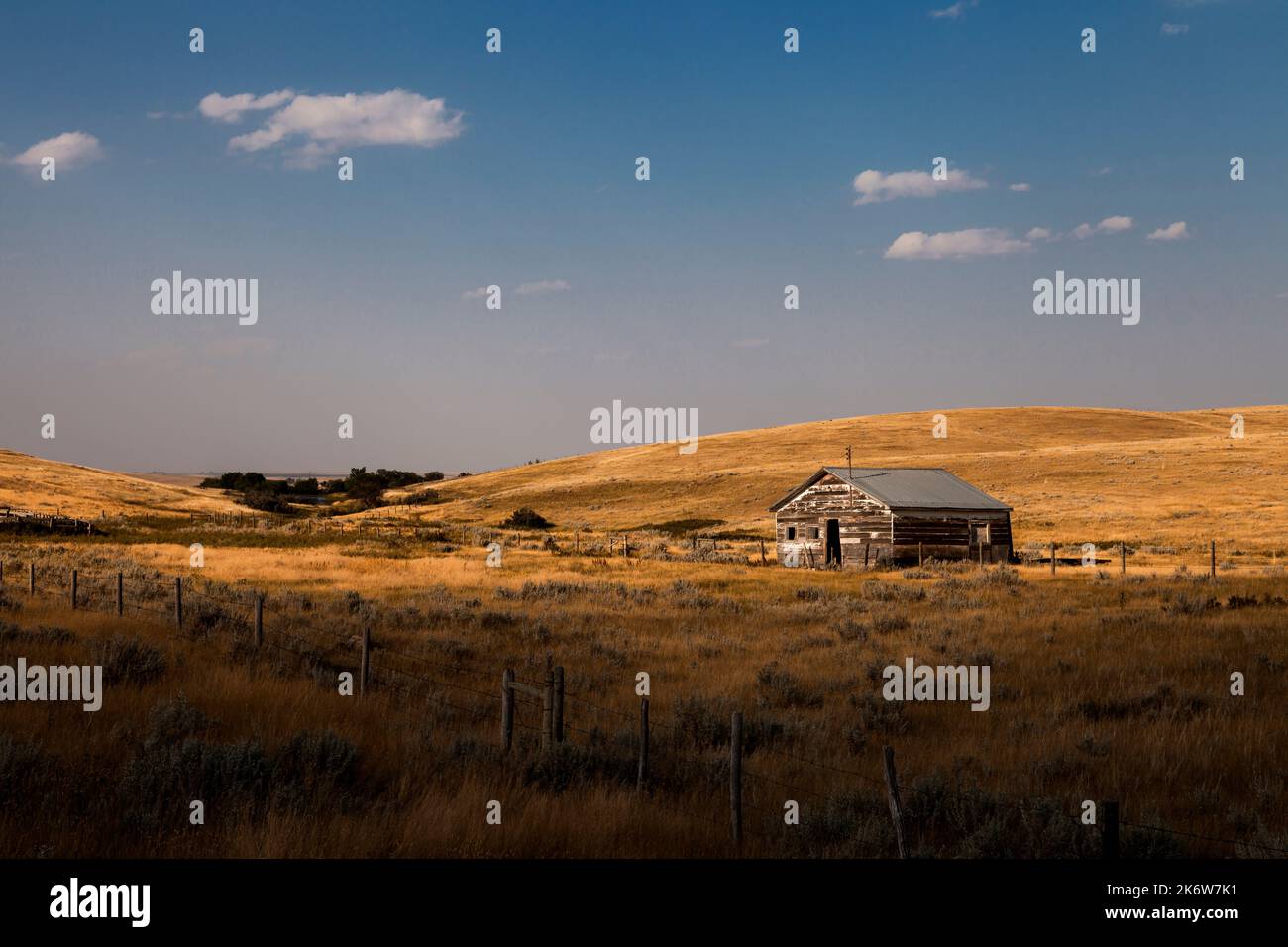 Verlassene Bauernhöfe in der Prärie in Saskatchewan, Kanada. Stockfoto