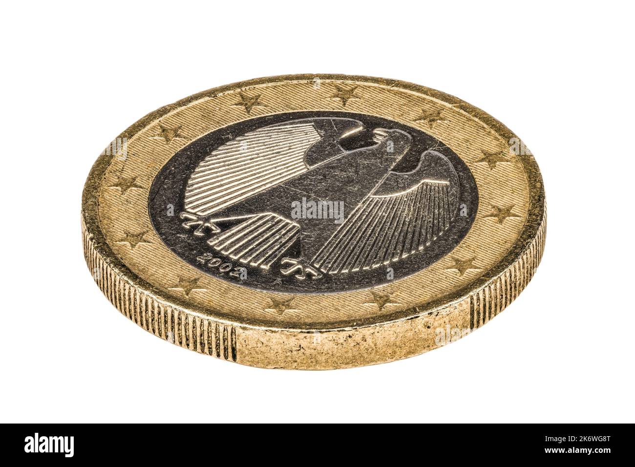 Eine Euro-Münze mit dem deutschen Adler als Symbol als Makrobild und detailreich mit hoher Auflösung, Deutschland Stockfoto