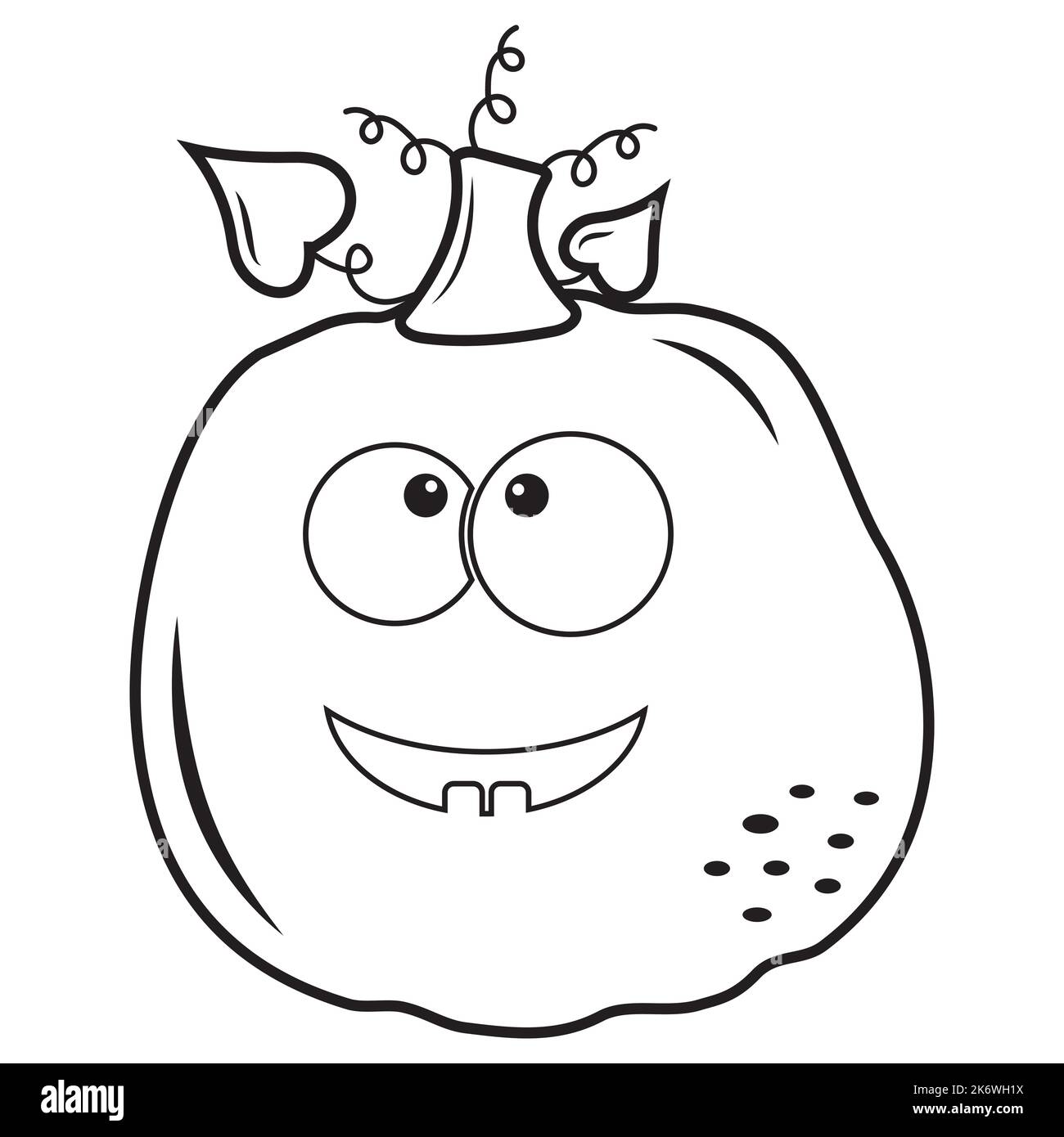 Herbst Gemüse Kürbis kawaii, schwarze Kontur Doodle, Vektor isoliert Illustration. Stock Vektor