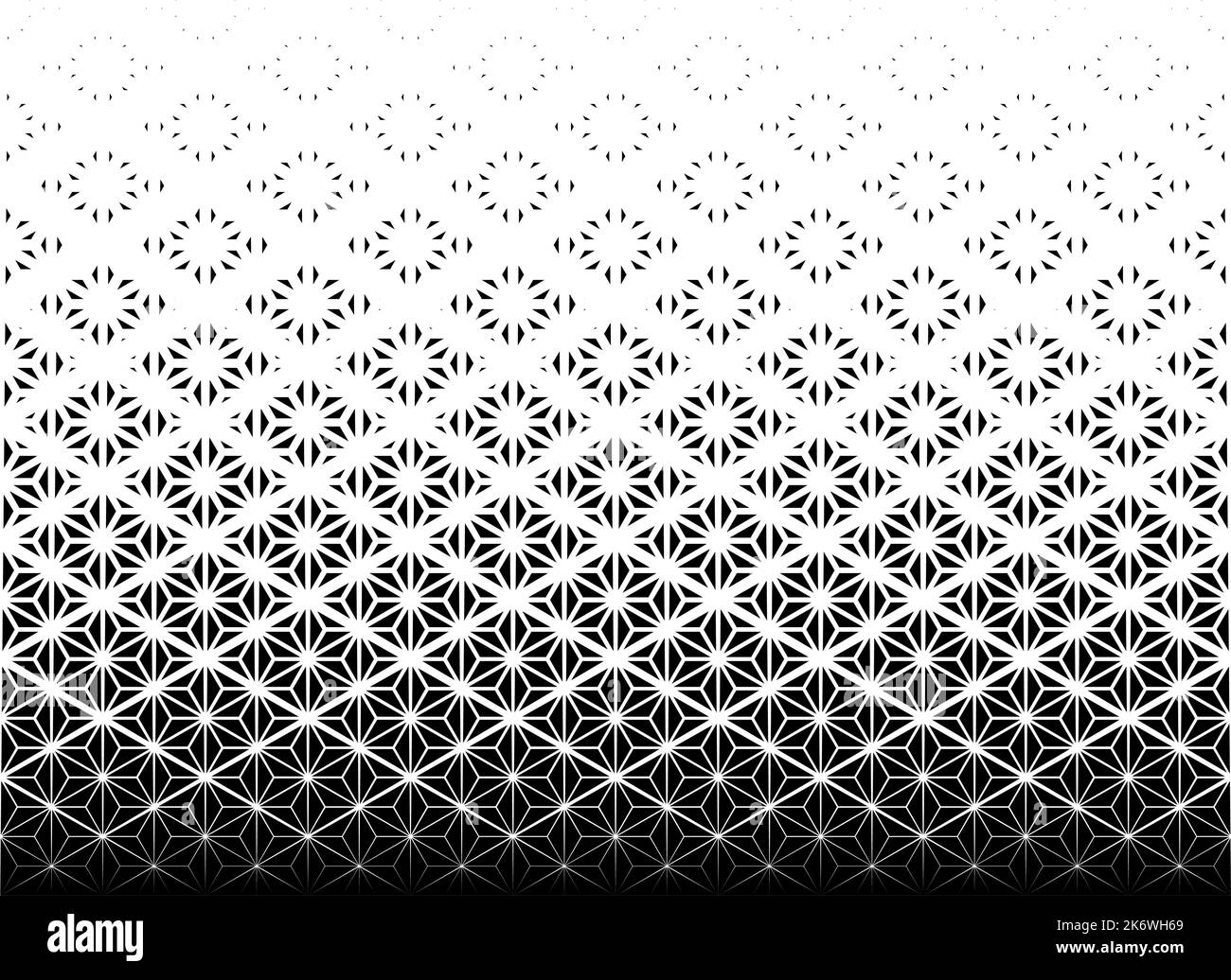Geometrisches Muster von schwarzen Figuren auf weißem Hintergrund.nahtlos in eine Richtung.Option mit einem DURCHSCHNITTLICHEN Ausblenden.Ray-Methode. Stock Vektor