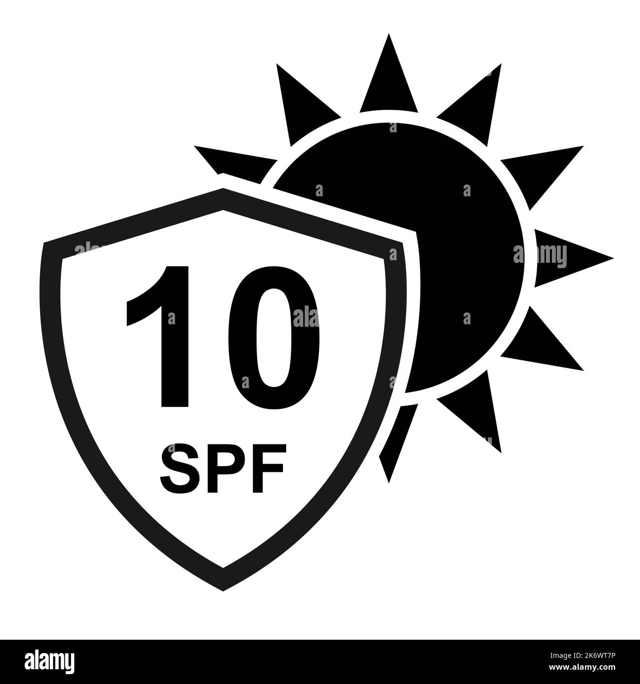 Sonnenschutzfaktor 10 Symbol, uv-Strahlung Block Symbol, Sonnenschutz Haut Vektor-Illustration . Stock Vektor