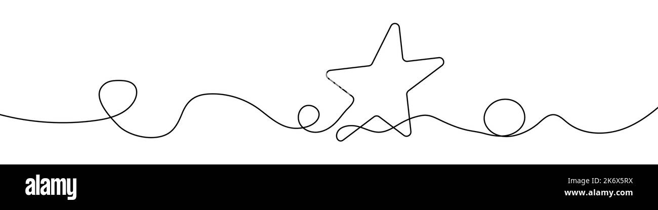 Kontinuierliche Linienzeichnung des Sterns. Hintergrund für einzeilige Zeichnung. Vektorgrafik. Lineares Sternsymbol Stock Vektor