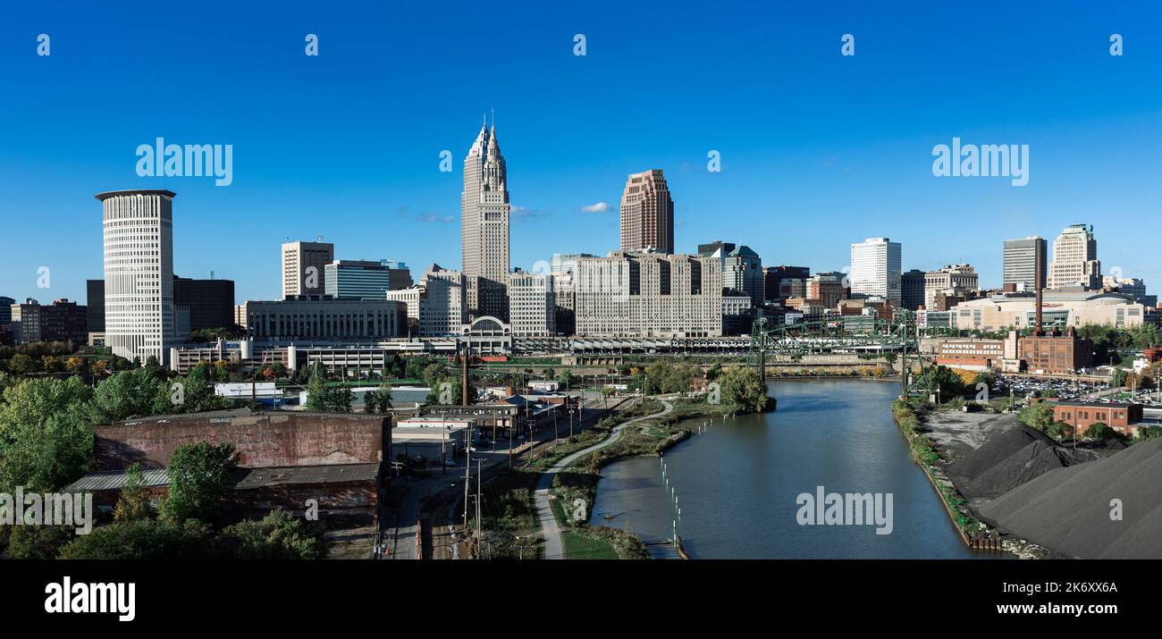 Panorama der Skyline von Cleveland. Stockfoto