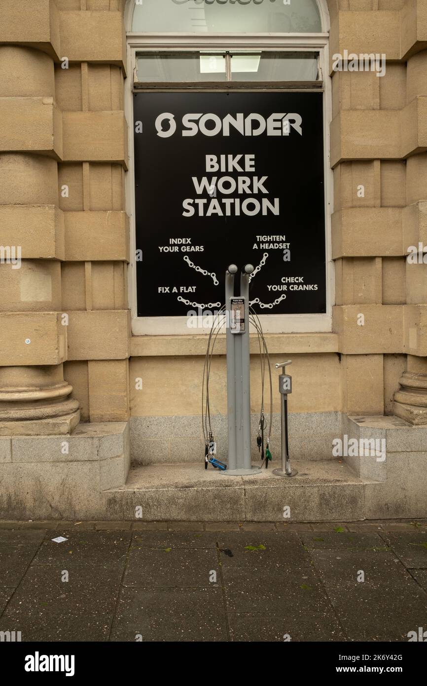 Oktober 2019 - Sonder Bike Work Station auf den Straßen von Bristol, England, Großbritannien. Stockfoto