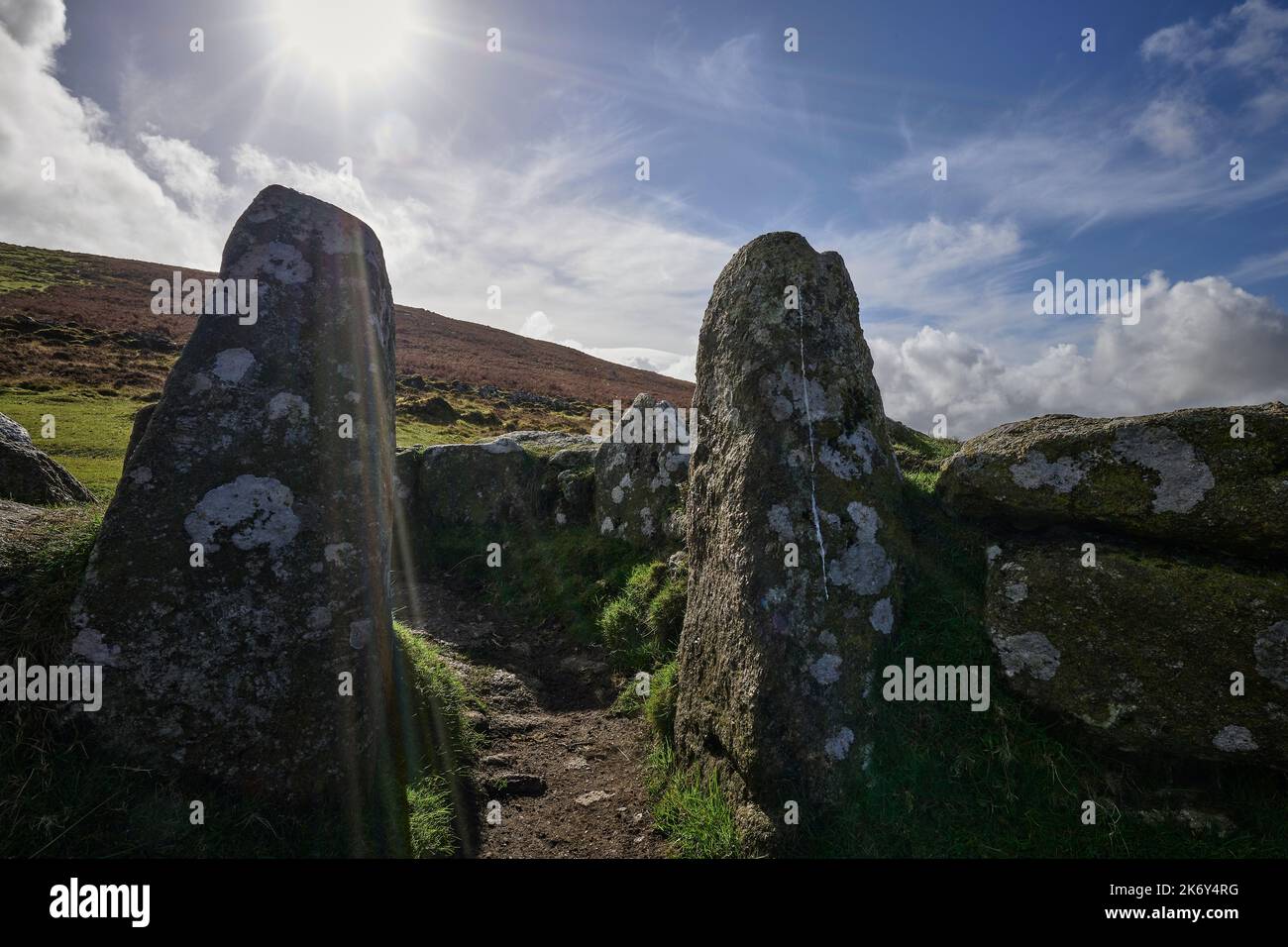 Grimspund Steinkreise, Dartmoor National Park Stockfoto