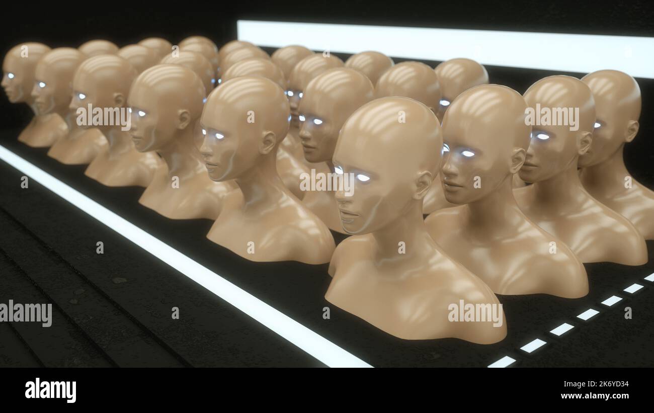 3D-Rendering. Humanoide Figuren und Sicifi-Szene Stockfoto