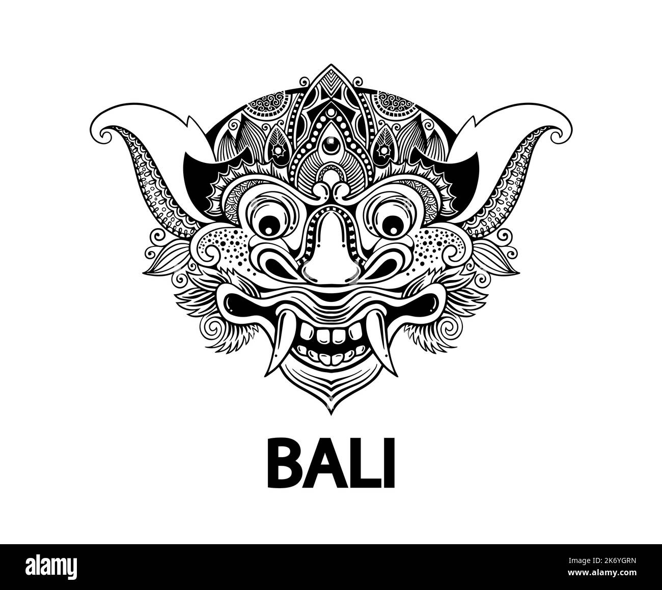Barong ist der Patron der guten Kräfte in Bali, Indonesien. Ein Symbol für Glück, Wohlstand und Wohlstand Stock Vektor