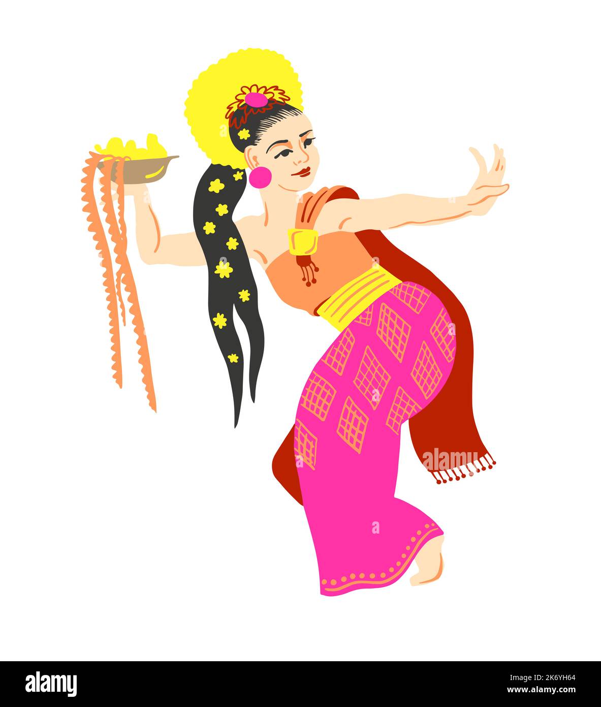 Balinesische Tänzerin in traditionellen Kostümen Vektor-Illustration Stock Vektor