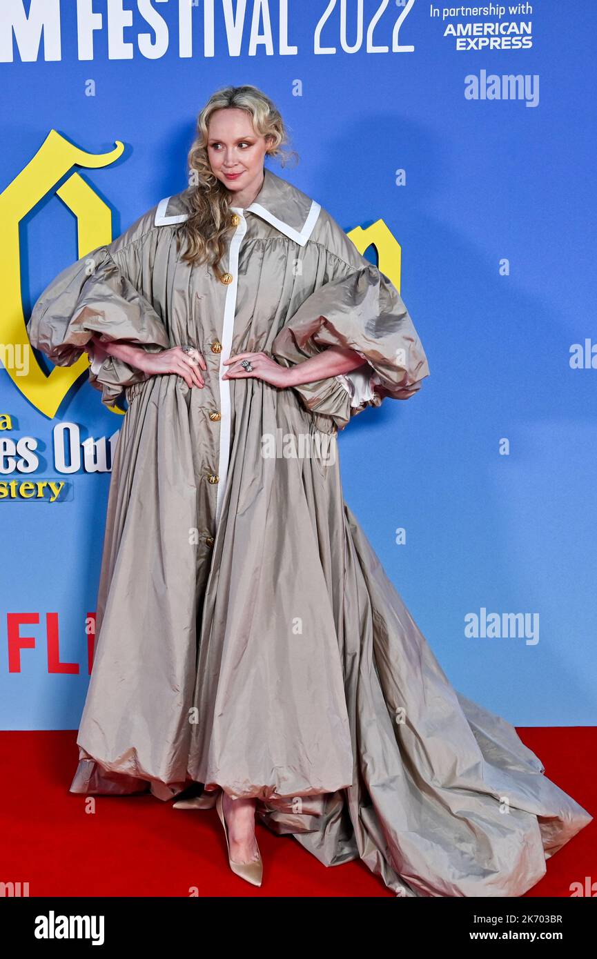 London, Großbritannien. 16. Oktober 2022. Gwendoline Christie kommt bei The Glass Onion: A Knives Out Mystery an - BFI London Film Festival, Abschlussgala am 16. Oktober 2022, London, Großbritannien. Kredit: Siehe Li/Picture Capital/Alamy Live News Kredit: Siehe Li/Picture Capital/Alamy Live News Kredit: Siehe Li/Picture Capital/Alamy Live News Stockfoto