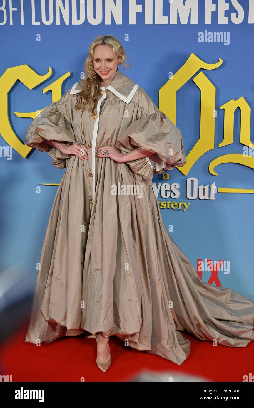 London, Großbritannien. 16. Oktober 2022. Gwendoline Christie kommt bei The Glass Onion: A Knives Out Mystery an - BFI London Film Festival, Abschlussgala am 16. Oktober 2022, London, Großbritannien. Kredit: Siehe Li/Picture Capital/Alamy Live News Kredit: Siehe Li/Picture Capital/Alamy Live News Kredit: Siehe Li/Picture Capital/Alamy Live News Stockfoto